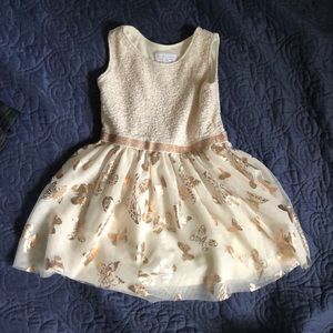 Children’ Place Cream and Gold Butterfly Dress